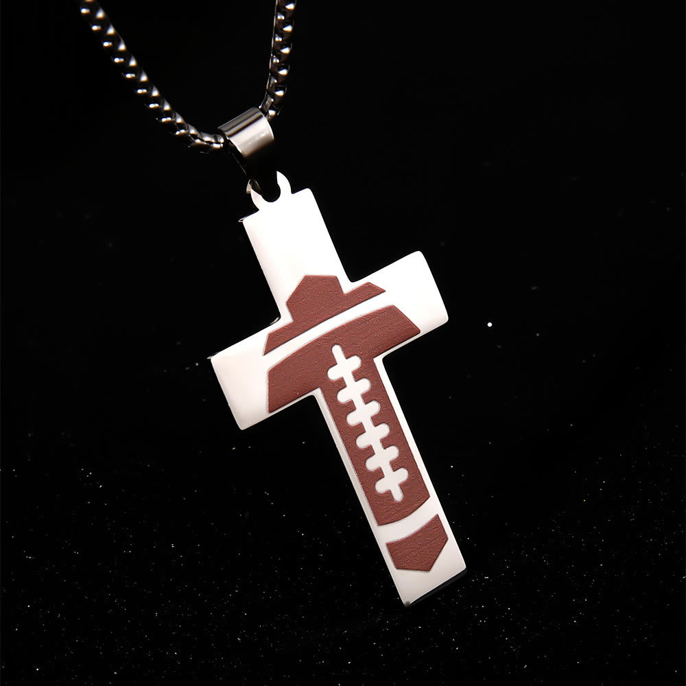 Christianartworkshop Halskette mit Kreuz im Sport-Stil mit Fußball-Motiv „Pray for Blessings“ - image 2