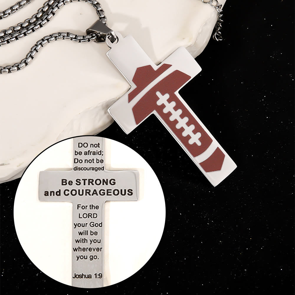 Christianartworkshop Halskette mit Kreuz im Sport-Stil mit Fußball-Motiv „Pray for Blessings“ - Rot - image 1