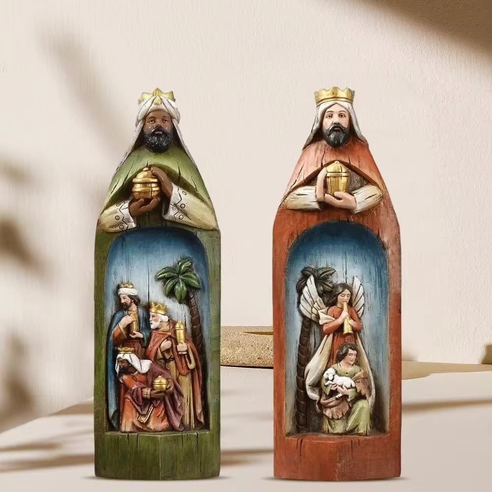 Christianartworkshop Realistischer Stil, Harz, stereoskopisch, bunte Krippenfigur, Desktop-Dekoration, Ornament - image 3