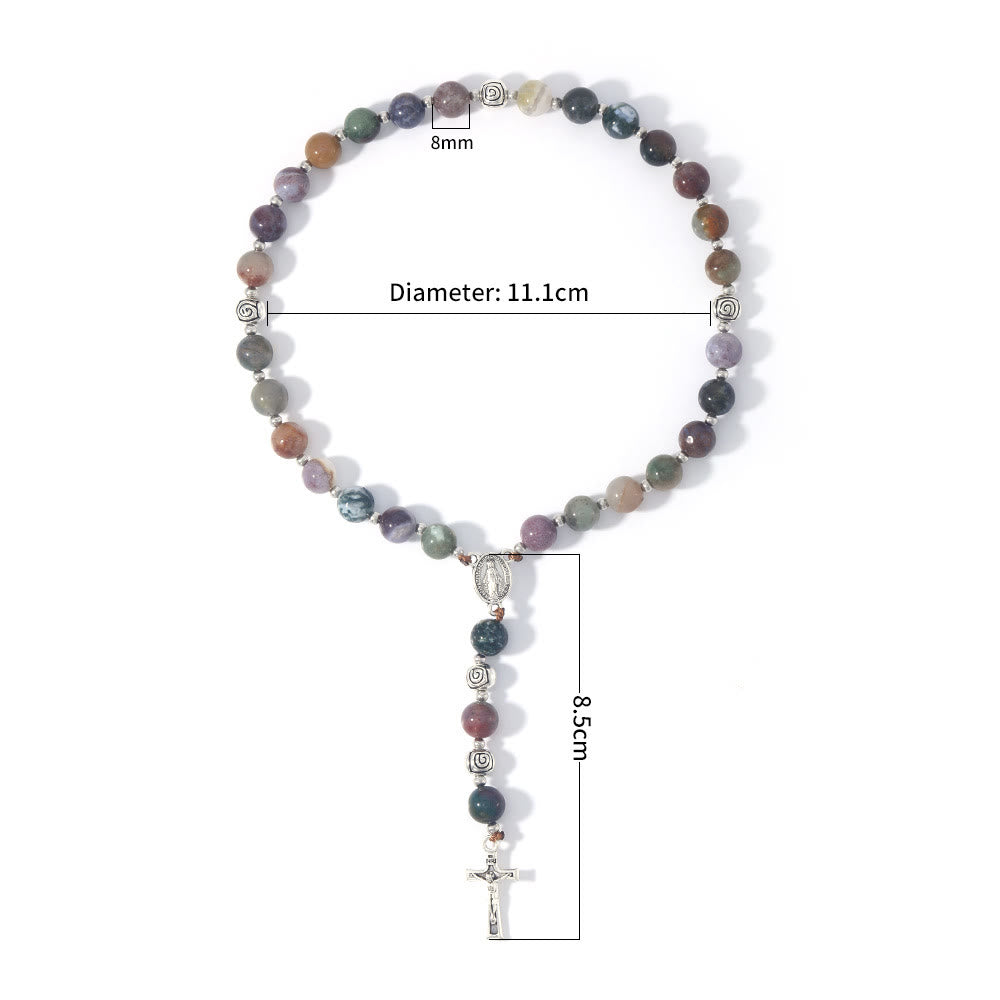 Christianartworkshop Wundertätige Medaille und Kruzifix aus 8 mm rundem, mehrfarbigem Stein, Nylonschnur, Rosenkranz - image 20