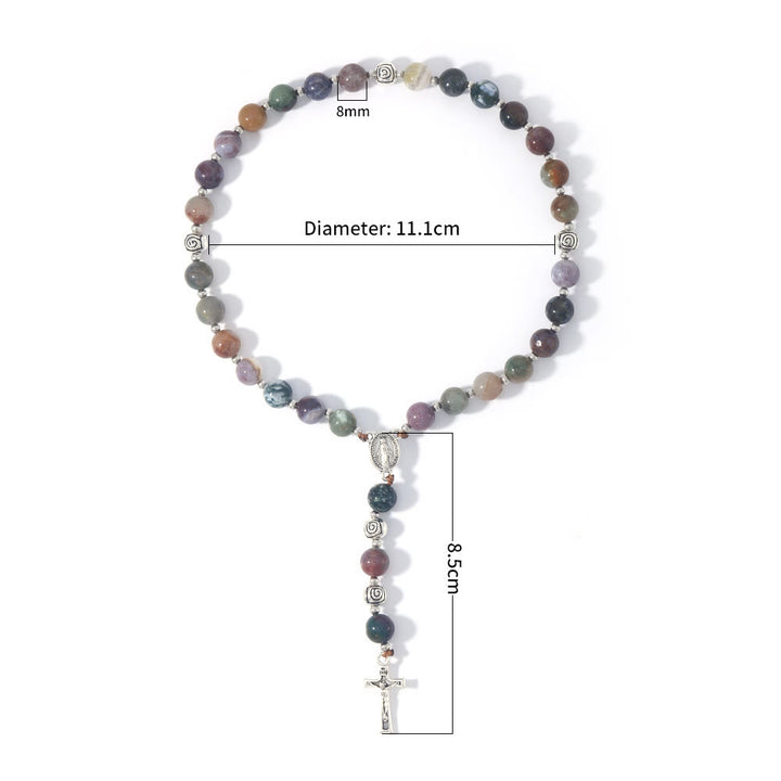 Christianartworkshop Wundertätige Medaille und Kruzifix aus 8 mm rundem, mehrfarbigem Stein, Nylonschnur, Rosenkranz - image 20