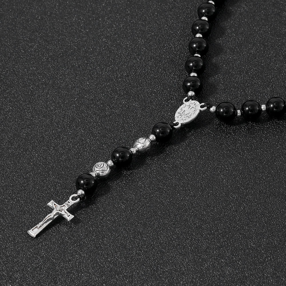 Christianartworkshop Wundertätige Medaille und Kruzifix aus 8 mm rundem, mehrfarbigem Stein, Nylonschnur, Rosenkranz - image 14