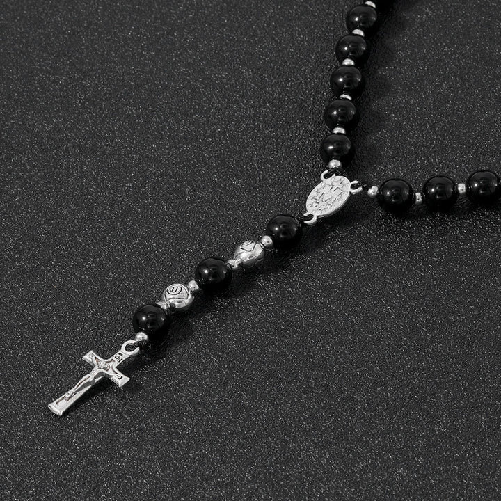 Christianartworkshop Wundertätige Medaille und Kruzifix aus 8 mm rundem, mehrfarbigem Stein, Nylonschnur, Rosenkranz - image 14