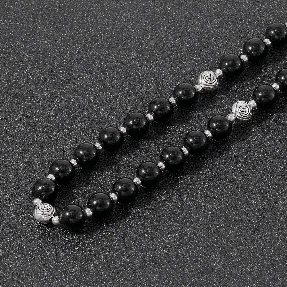 Christianartworkshop Wundertätige Medaille und Kruzifix aus 8 mm rundem, mehrfarbigem Stein, Nylonschnur, Rosenkranz - image 14