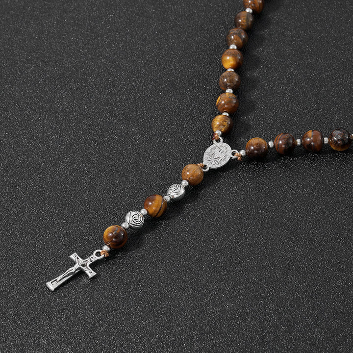 Christianartworkshop Wundertätige Medaille und Kruzifix aus 8 mm rundem, mehrfarbigem Stein, Nylonschnur, Rosenkranz - image 5