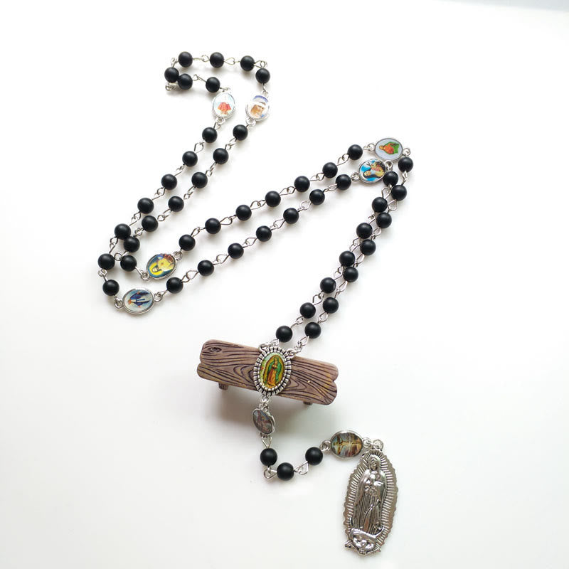 Christianartworkshop Rosenkranz „Unsere Liebe Frau von Guadalupe“ aus 6 mm runder schwarzer Achatlegierung - image 3