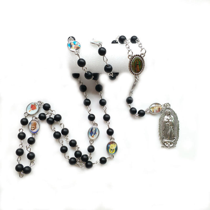 Christianartworkshop Rosenkranz „Unsere Liebe Frau von Guadalupe“ aus 6 mm runder schwarzer Achatlegierung - image 2