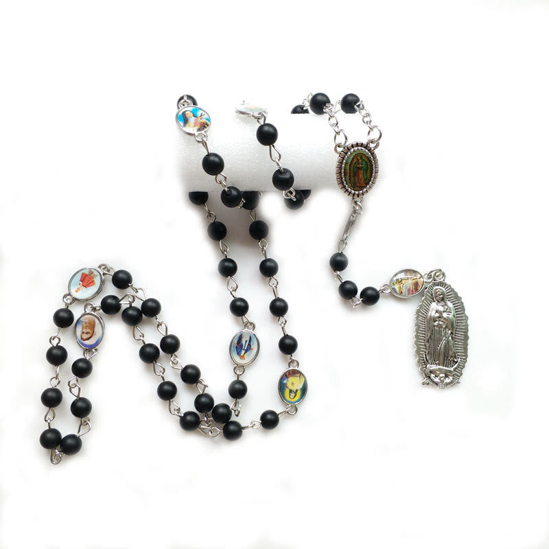 Christianartworkshop Rosenkranz „Unsere Liebe Frau von Guadalupe“ aus 6 mm runder schwarzer Achatlegierung - image 3