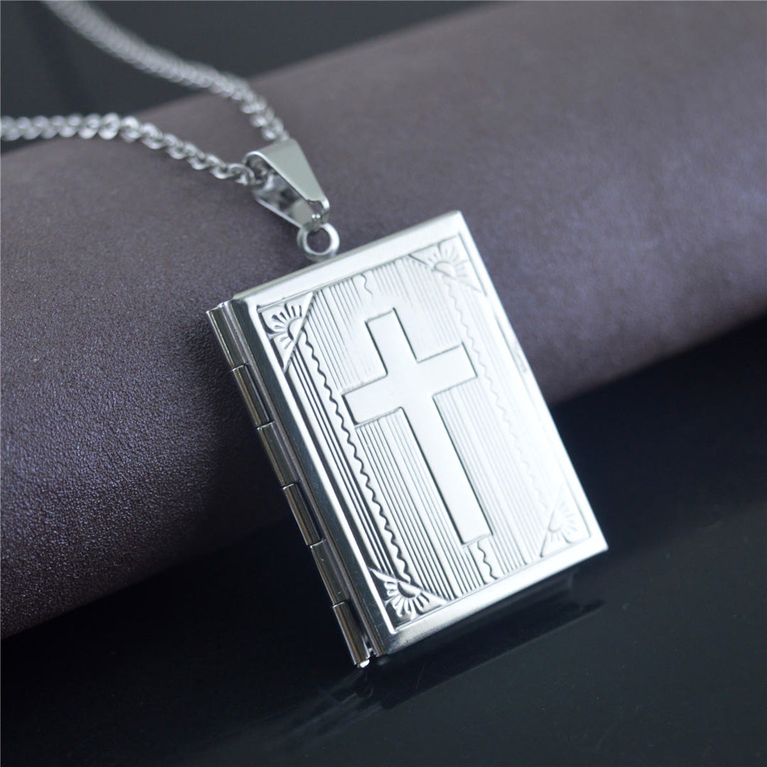 Christianartworkshop Halskette mit Anhänger in Bibelform, praktischer Stil, zum Öffnen - Silber - image 3