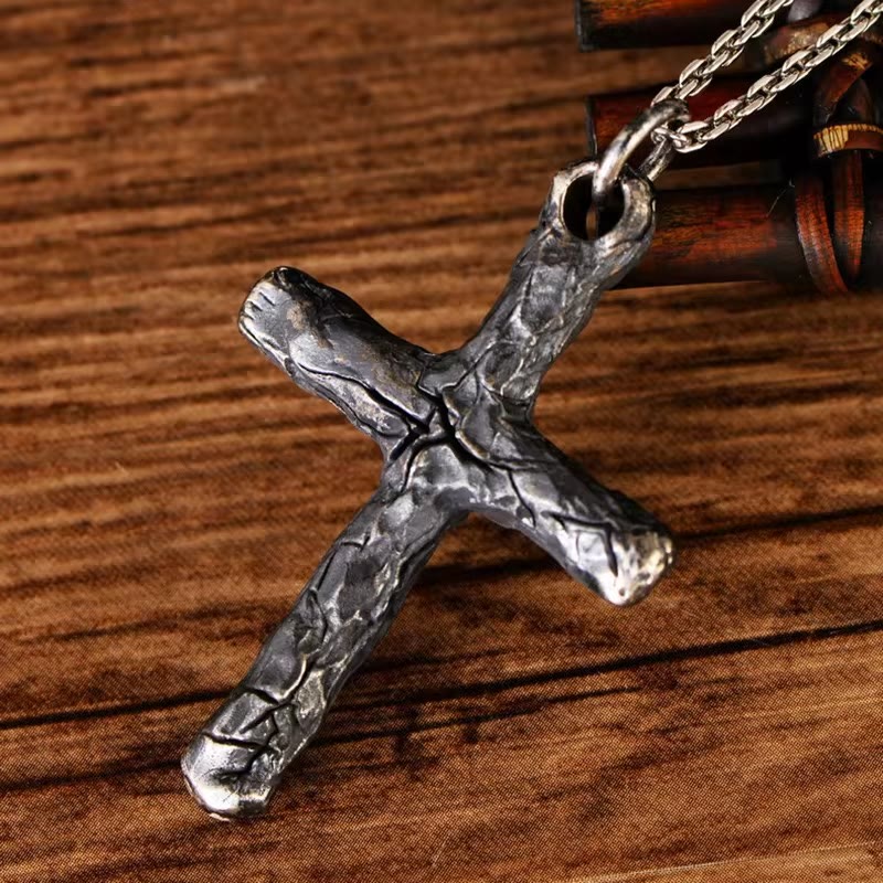 Christianartworkshop Halskette mit Kreuz im minimalistischen Stil aus schwerem Metall mit gesprungenem Kreuz - image 3