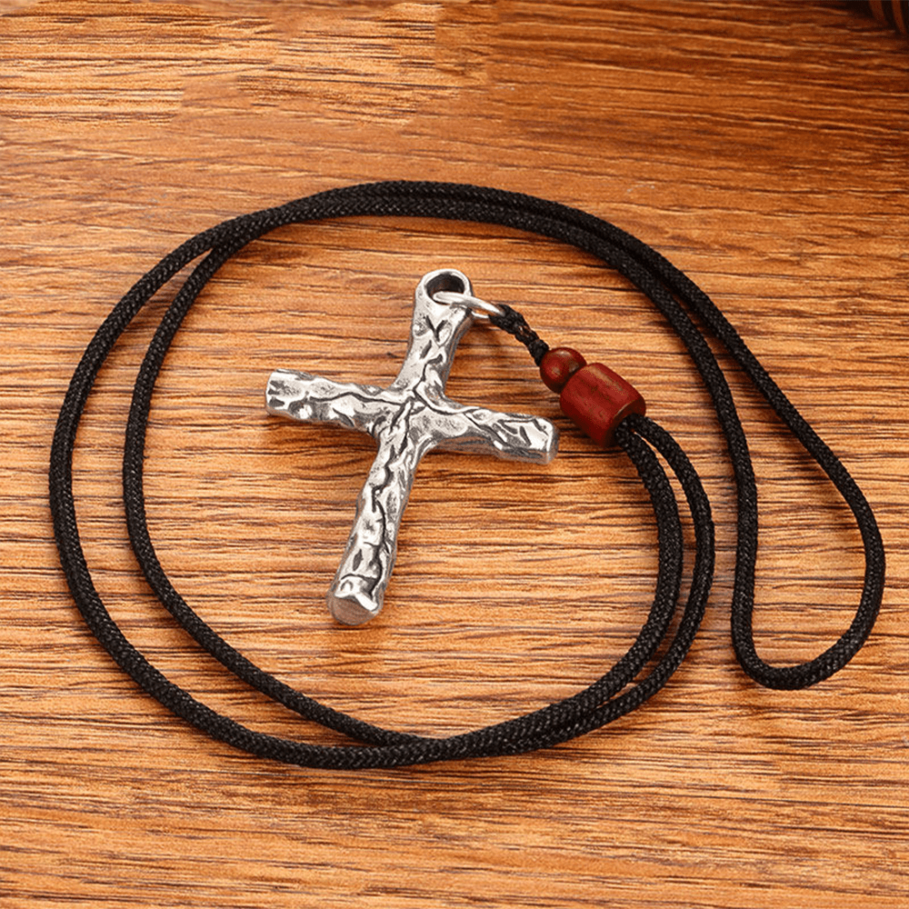 Christianartworkshop Halskette mit Kreuz im minimalistischen Stil aus schwerem Metall mit gesprungenem Kreuz - Metallisch - image 2