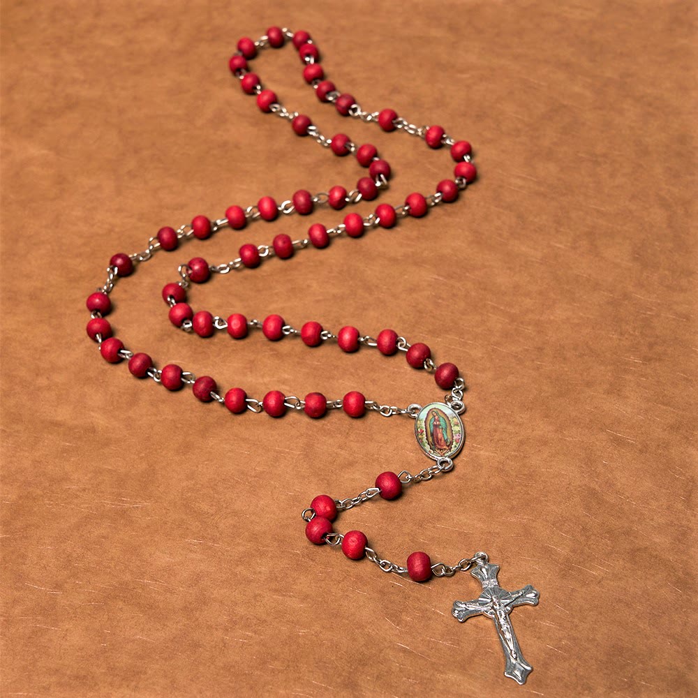 Christianartworkshop Rosenkranz „Unsere Liebe Frau von Guadalupe & Kruzifix“ aus runder, mehrfarbiger Kette aus Holzlegierung, 6 mm - image 8