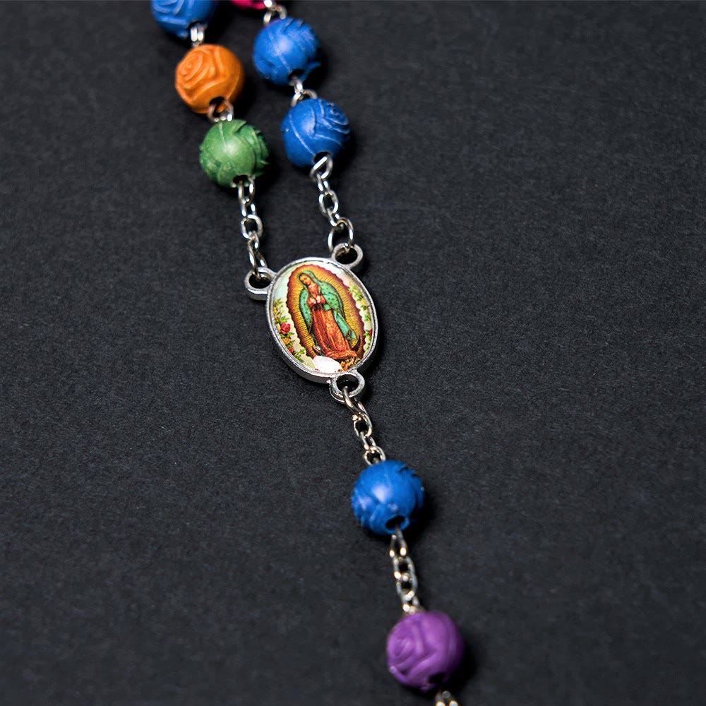 Christianartworkshop Rosenkranz „Unsere Liebe Frau von Guadalupe“ mit Kruzifix, 8 mm, mehrfarbig, Kunstharzlegierung - image 7