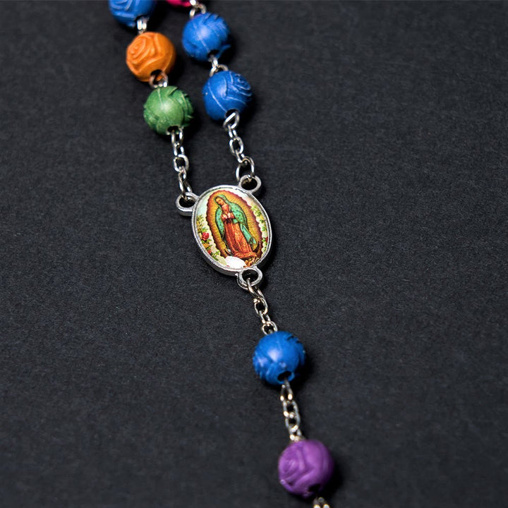 Christianartworkshop Rosenkranz „Unsere Liebe Frau von Guadalupe“ mit Kruzifix, 8 mm, mehrfarbig, Kunstharzlegierung - image 8