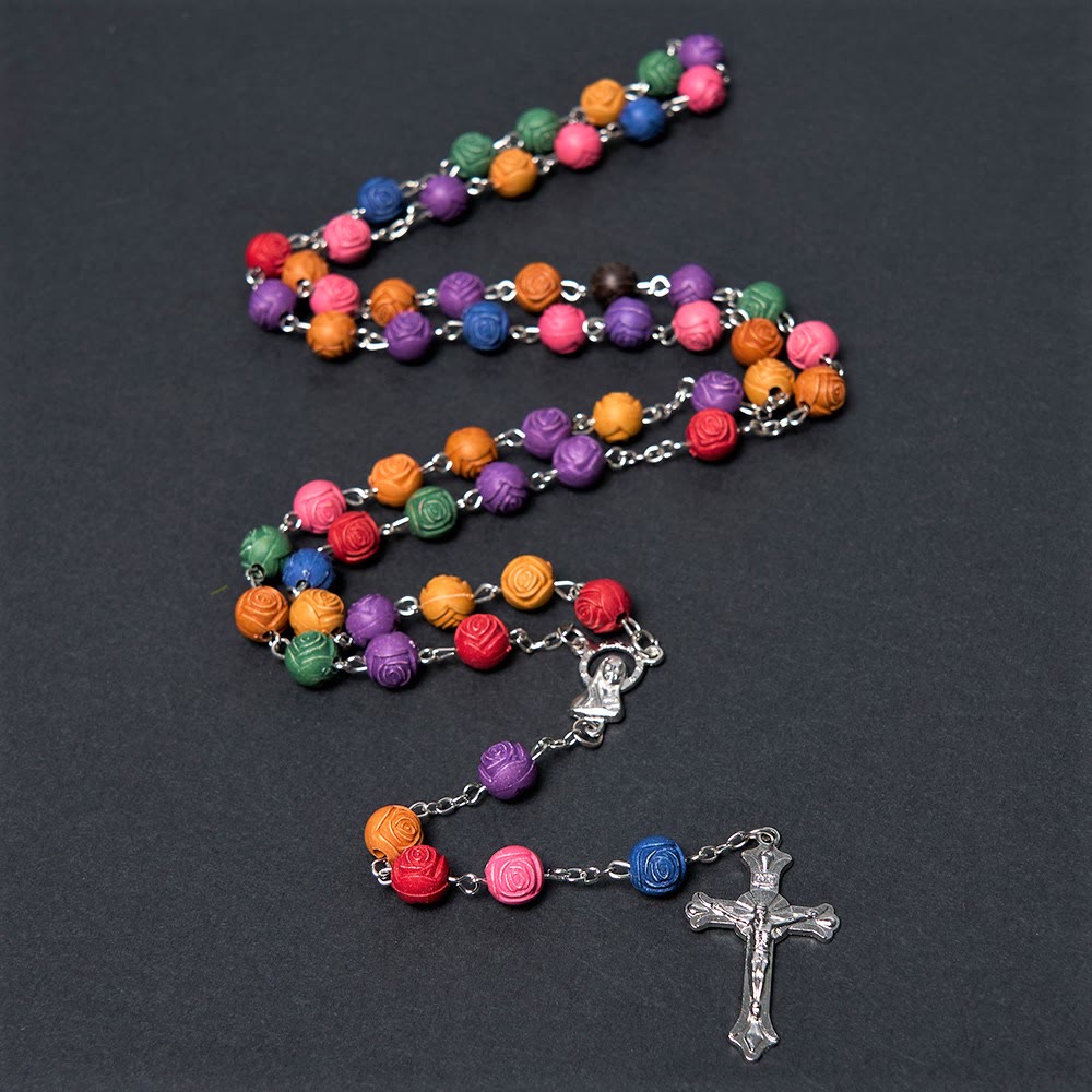 Christianartworkshop Rosenkranz „Unsere Liebe Frau von Guadalupe“ mit Kruzifix, 8 mm, mehrfarbig, Kunstharzlegierung - Kruzifix - image 3