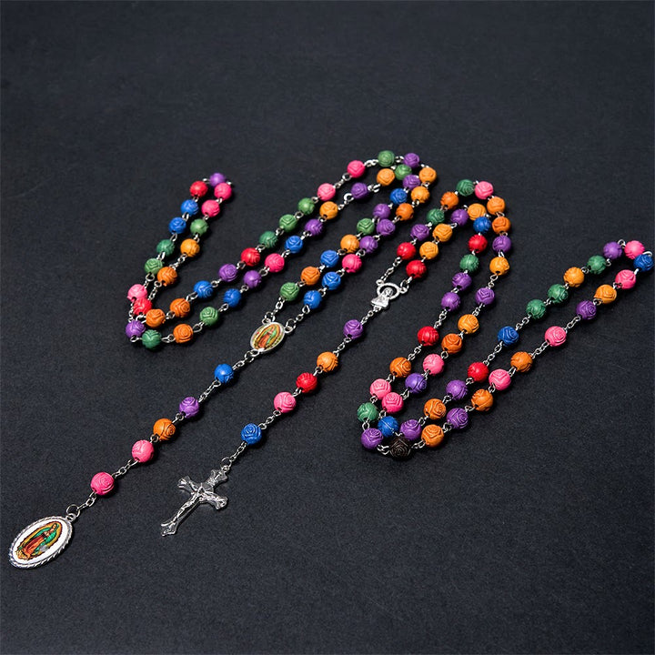 Christianartworkshop Rosenkranz „Unsere Liebe Frau von Guadalupe“ mit Kruzifix, 8 mm, mehrfarbig, Kunstharzlegierung - image 1