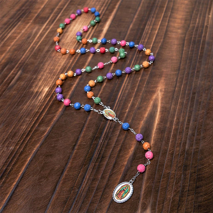 Christianartworkshop Rosenkranz „Unsere Liebe Frau von Guadalupe“ mit Kruzifix, 8 mm, mehrfarbig, Kunstharzlegierung - image 4