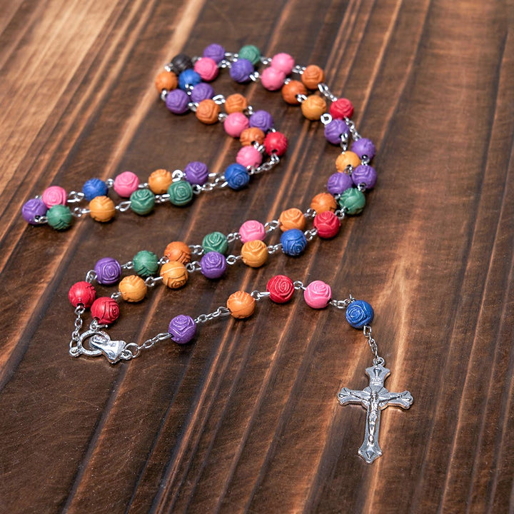 Christianartworkshop Rosenkranz „Unsere Liebe Frau von Guadalupe“ mit Kruzifix, 8 mm, mehrfarbig, Kunstharzlegierung - image 4