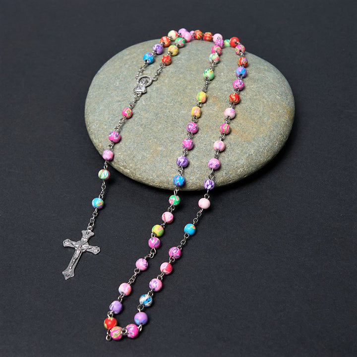 Christianartworkshop Rosenkranz „Unsere Liebe Frau von Guadalupe“ und Kruzifix, rund, 6 mm, mehrfarbig, Polymer-Ton-Legierung - Kruzifix - image 3
