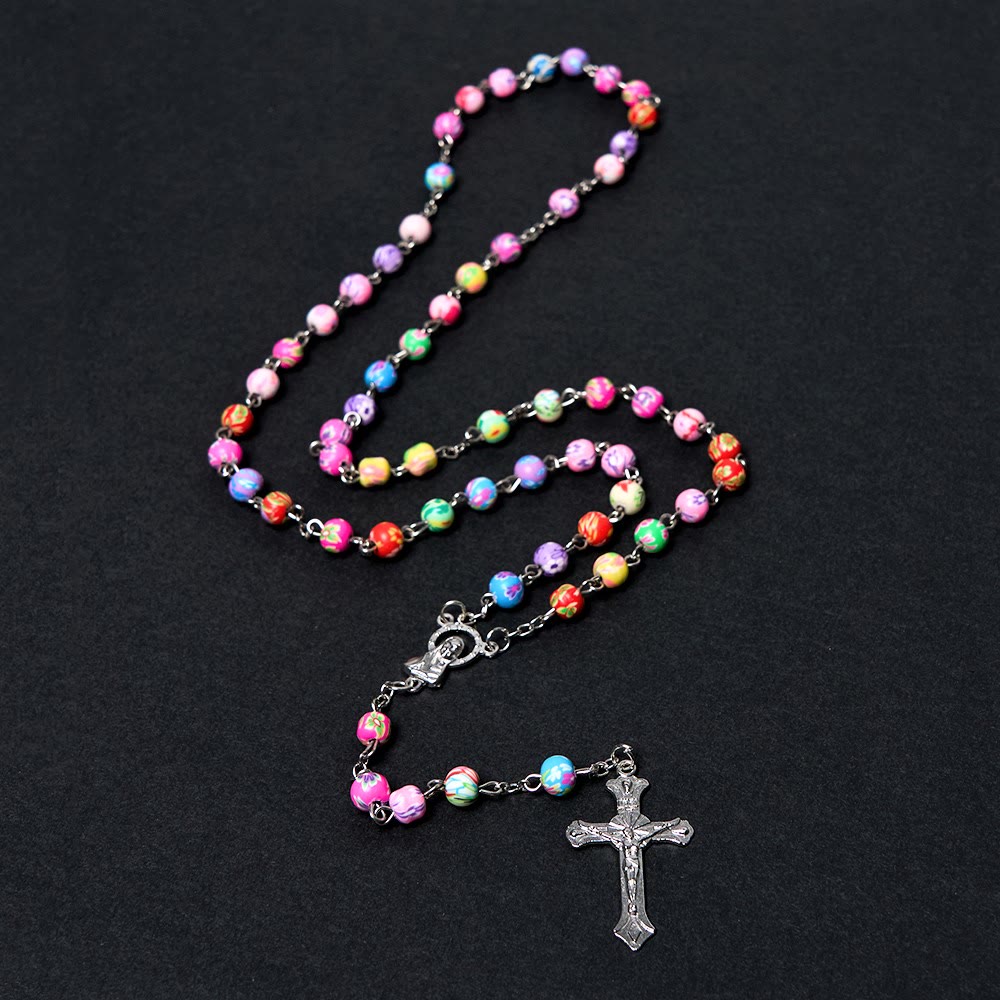 Christianartworkshop Rosenkranz „Unsere Liebe Frau von Guadalupe“ und Kruzifix, rund, 6 mm, mehrfarbig, Polymer-Ton-Legierung - image 4