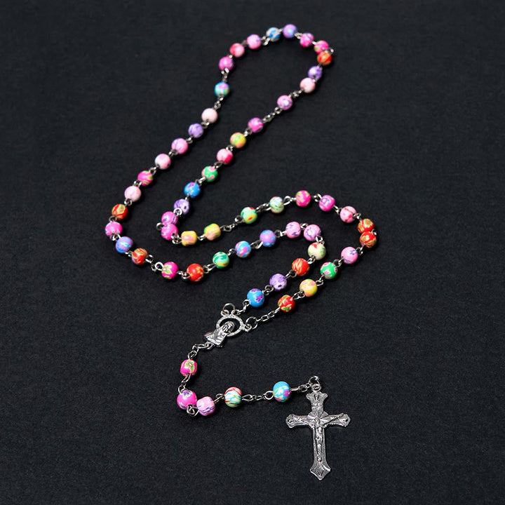 Christianartworkshop Rosenkranz „Unsere Liebe Frau von Guadalupe“ und Kruzifix, rund, 6 mm, mehrfarbig, Polymer-Ton-Legierung - image 4