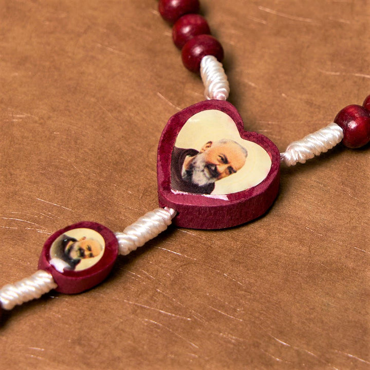 Christian Art Weinrote Holzperlen Kreuz Jungfrau Maria Hand Rosenkranz - image 11