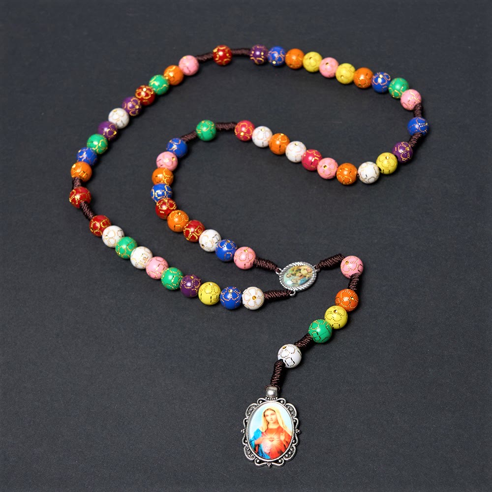 Christianartworkshop Rosenkranz „Unsere Liebe Frau der Barmherzigkeit und Kruzifix“ aus 8 mm rundem, mehrfarbigem Acryl-Nylonband - image 6