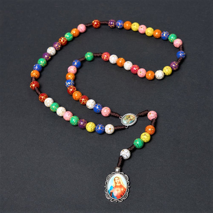Christianartworkshop Rosenkranz „Unsere Liebe Frau der Barmherzigkeit und Kruzifix“ aus 8 mm rundem, mehrfarbigem Acryl-Nylonband - image 6