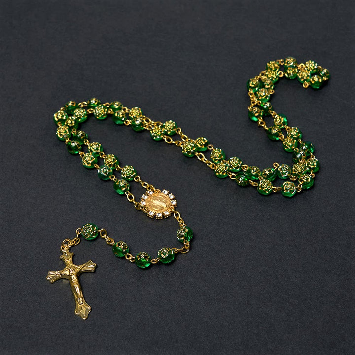Christianartworkshop St. Benedikt-Medaille und Kruzifix, 8 mm rund, mehrfarbig, Rosenkranzkette aus Acryllegierung - image 16