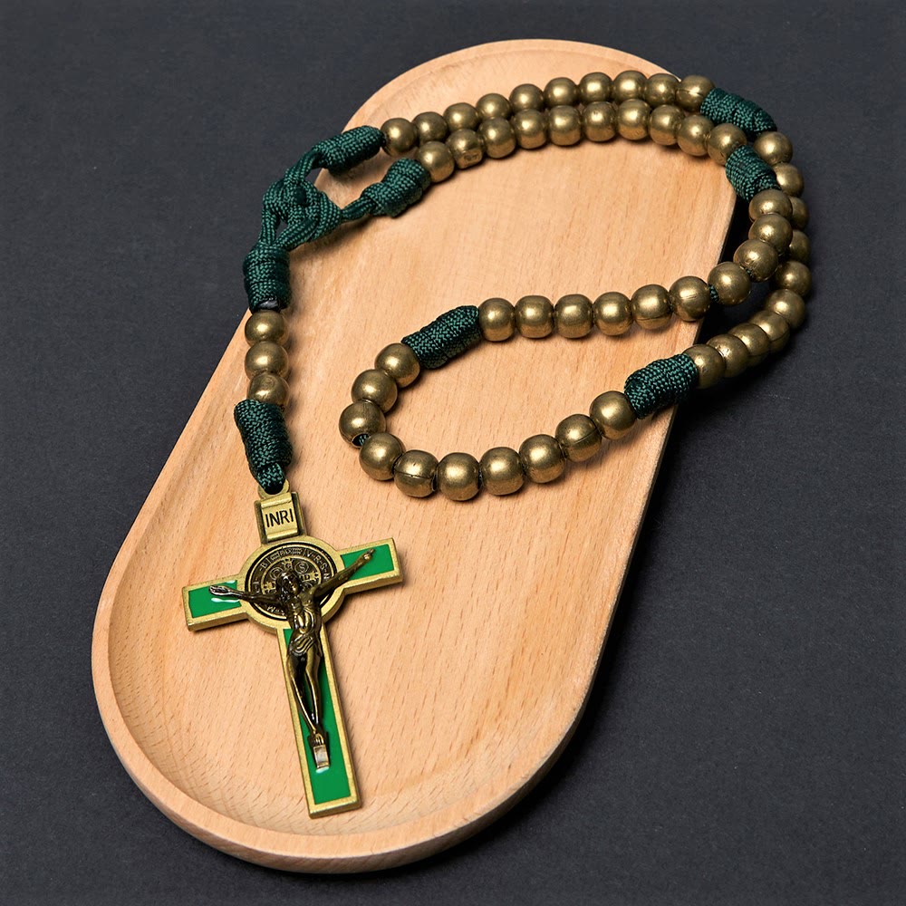 Christianartworkshop Kruzifix aus 10 mm rundem Paracord-Rosenkranz aus Bronze-Acryl - Bronze - image 1