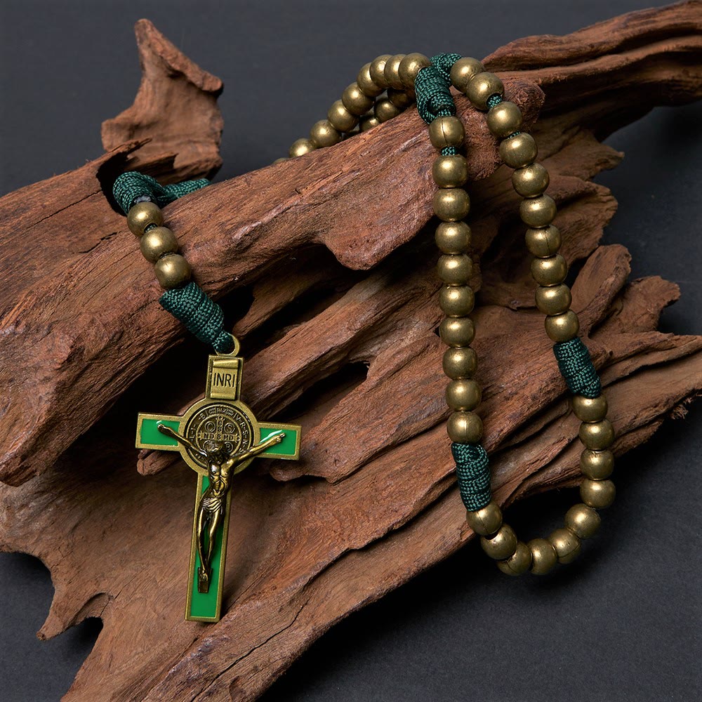 Christianartworkshop Kruzifix aus 10 mm rundem Paracord-Rosenkranz aus Bronze-Acryl - image 2
