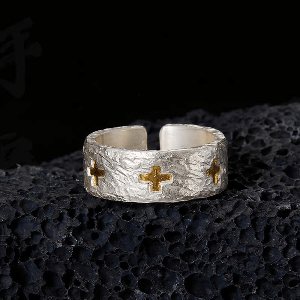 Christianartworkshop Verstellbarer Sterlingsilberring mit Kreuz im minimalistischen Stil - Einstellbar - image 1