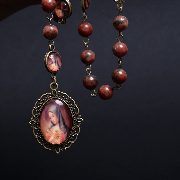 Christianartworkshop Rosenkranz aus natürlichem Sesamstein „Unsere Liebe Frau, die sieben Leiden“ - image 6
