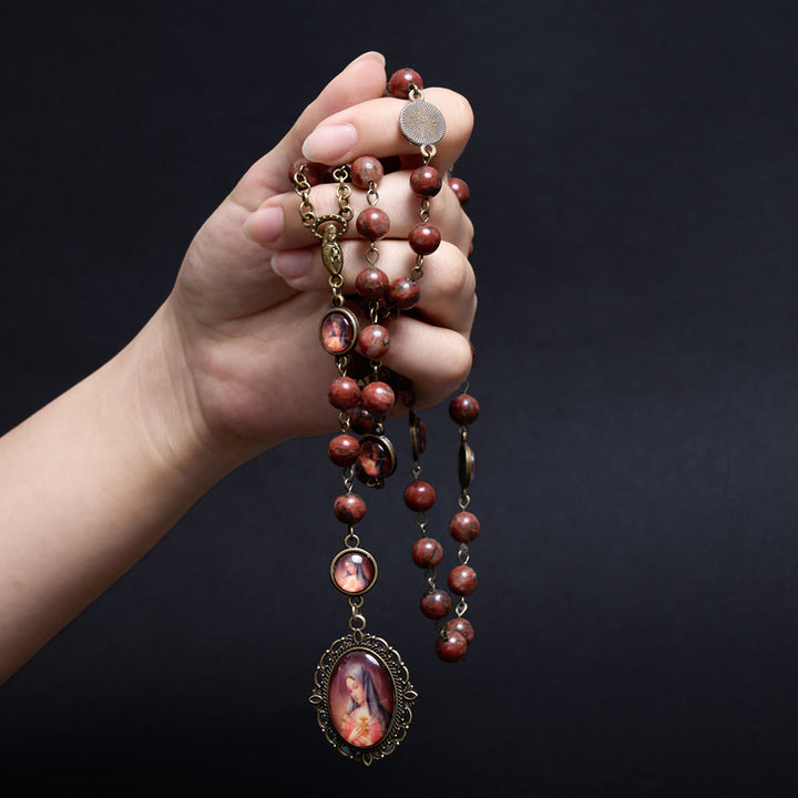 Christianartworkshop Rosenkranz aus natürlichem Sesamstein „Unsere Liebe Frau, die sieben Leiden“ - image 5