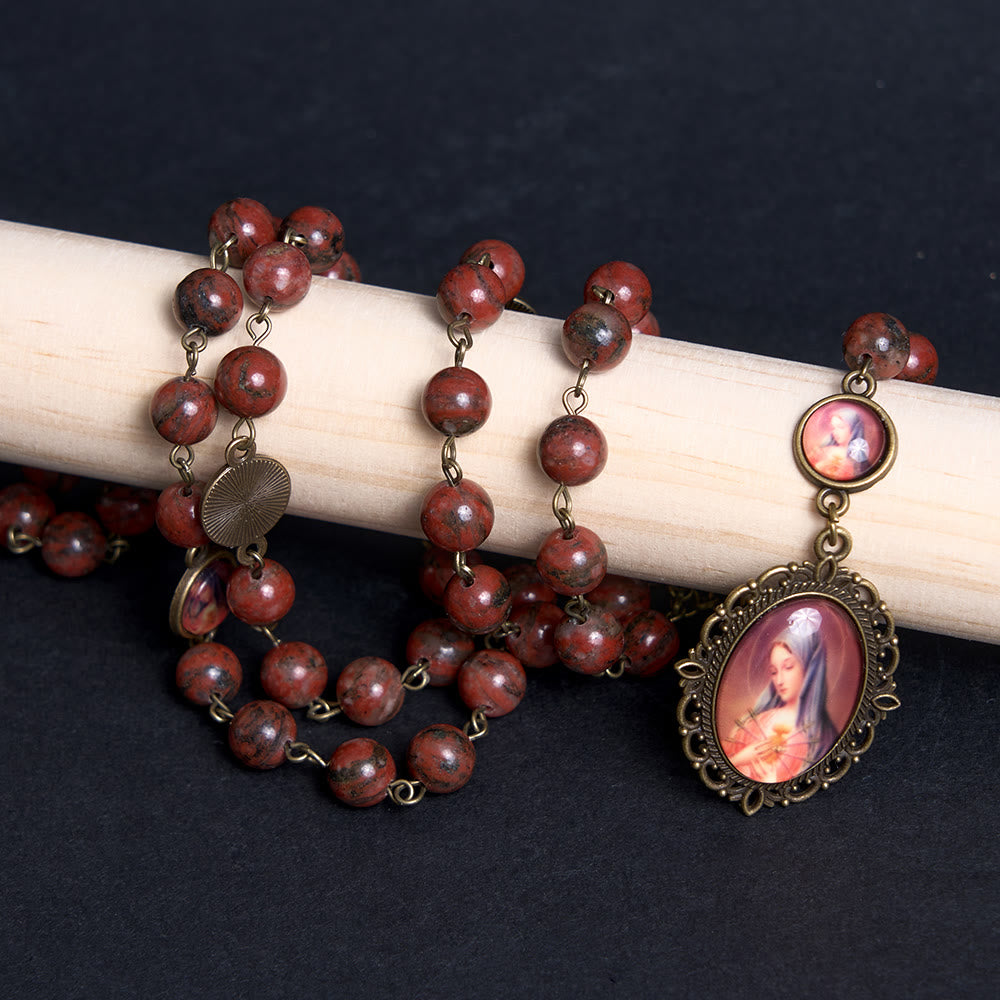 Christianartworkshop Rosenkranz aus natürlichem Sesamstein „Unsere Liebe Frau, die sieben Leiden“ - Natürlicher Sesamstein - image 1