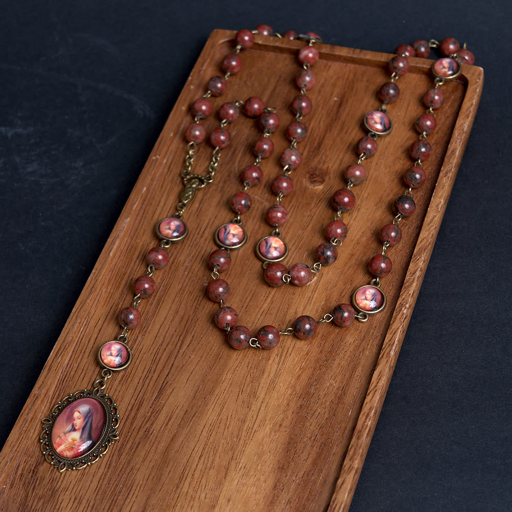 Christianartworkshop Rosenkranz aus natürlichem Sesamstein „Unsere Liebe Frau, die sieben Leiden“ - image 4