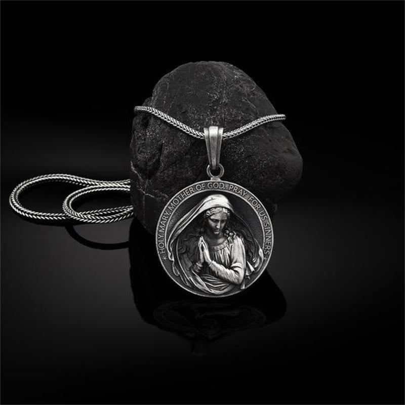 ChristianartworkshopHalskette mit Anhänger „Jungfrau Maria, bete für uns“ im Retro-Stil - Metallisch - image 1