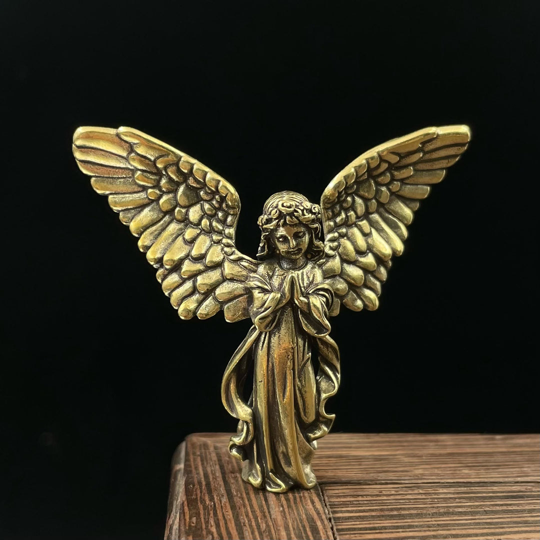 Christianartworkshop Retro-Stil Messing Stereoskopische Bronze Schutzengel (ausgebreitete Flügel) Desktop-Dekoration Ornament - Schutzengel (Flügel ausgebreitet) - image 1