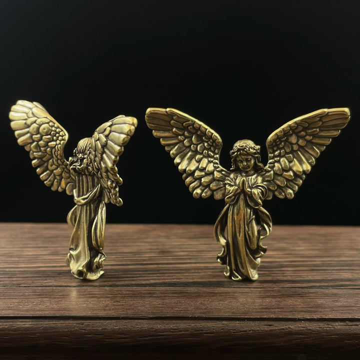 Christianartworkshop Retro-Stil Messing Stereoskopische Bronze Schutzengel (ausgebreitete Flügel) Desktop-Dekoration Ornament - image 2