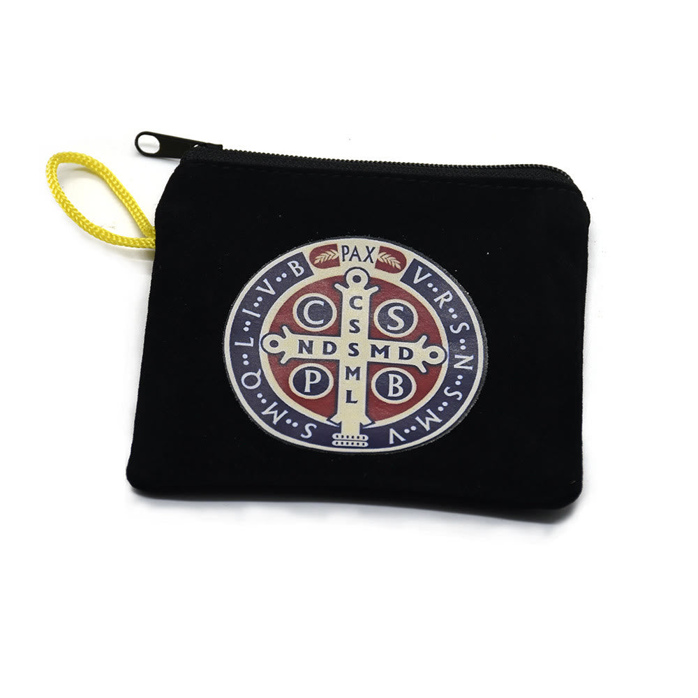 Christianartworkshop Moderner Stil St. Benedikt Praktische Samt-Aufbewahrungstasche für religiösen Schmuck - Schwarz - image 1