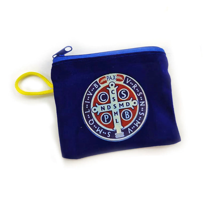 Christianartworkshop Moderner Stil St. Benedikt Praktische Samt-Aufbewahrungstasche für religiösen Schmuck - Blau - image 6