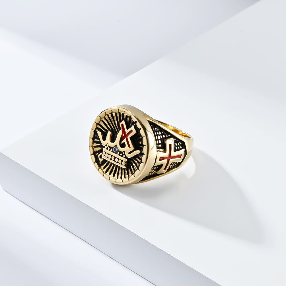 Christianartworkshop Titanring im Retro-Stil mit Kreuz und Krone - image 3