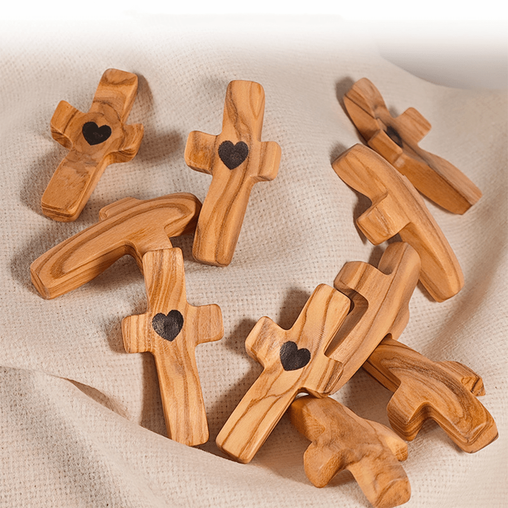 Christianartworkshop Moderner Stil Walnuss Mehrfarbig Daumenkreuz Betender Griff Ornamente - image 0