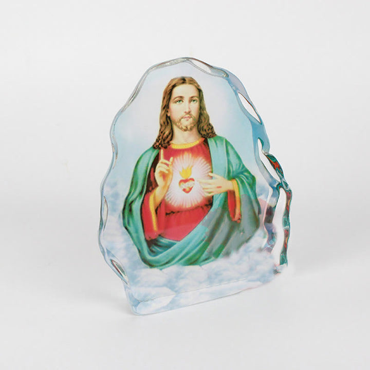 Christianartworkshop Klassischer Stil, weißer Kristall, mehrfarbig, Jesus, Heiliges Herz, Schreibtisch-Ornament - image 5