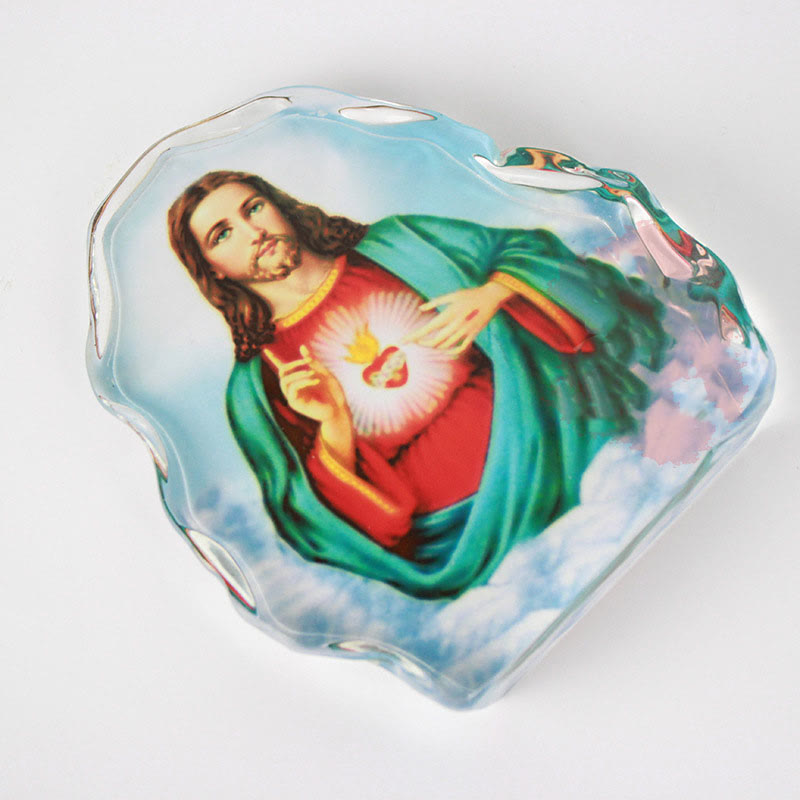 Christianartworkshop Klassischer Stil, weißer Kristall, mehrfarbig, Jesus, Heiliges Herz, Schreibtisch-Ornament - image 2
