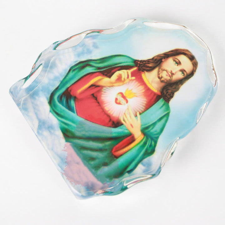 Christianartworkshop Klassischer Stil, weißer Kristall, mehrfarbig, Jesus, Heiliges Herz, Schreibtisch-Ornament - image 3