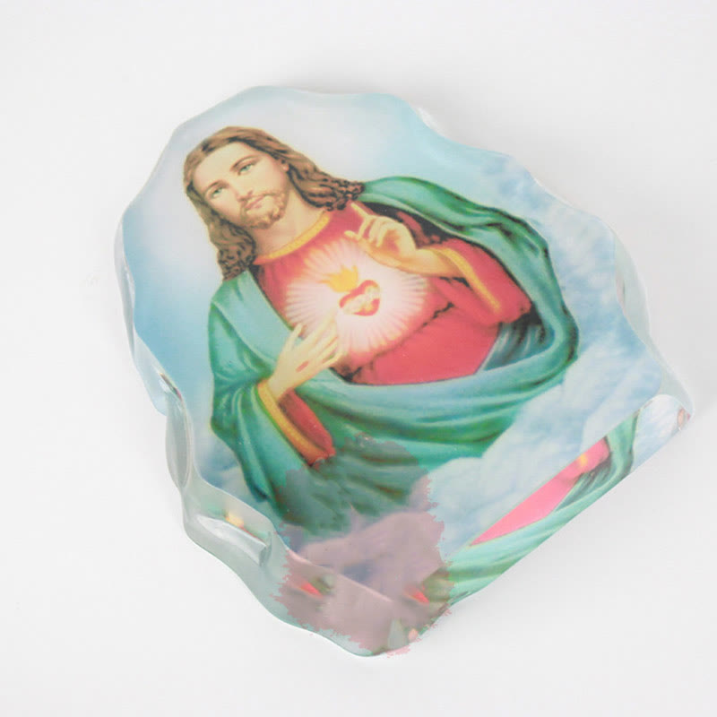 Christianartworkshop Klassischer Stil, weißer Kristall, mehrfarbig, Jesus, Heiliges Herz, Schreibtisch-Ornament - image 3