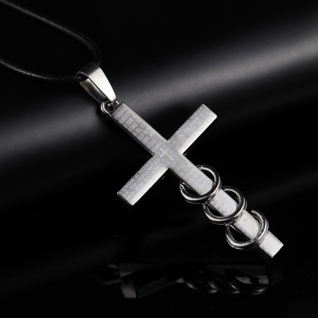 Christianartworkshop Halskette aus Titan mit Kreuzanhänger im minimalistischen Stil mit Bibelvers - Metallisch - image 1