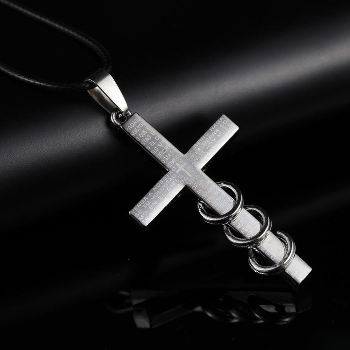 Christianartworkshop Halskette aus Titan mit Kreuzanhänger im minimalistischen Stil mit Bibelvers - Metallisch - image 1