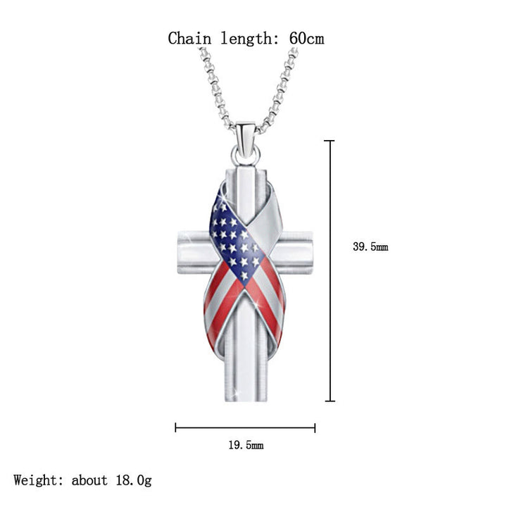 Christianartworkshop Halskette mit Kreuzanhänger im modernen Stil mit amerikanischer Flagge und Symbol, Legierung - image 6